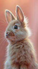 Obraz premium Minimalist Bunny on Vibrant Orange Generative AI