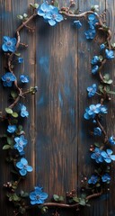 Delicate Forget-Me-Nots on Rustic Wooden Surface Generative AI