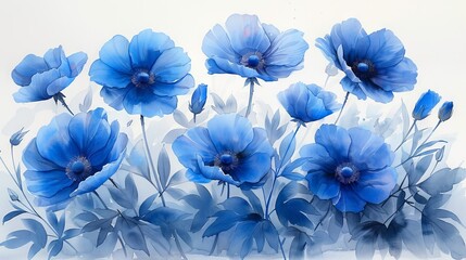 Blue flower watercolor painting.