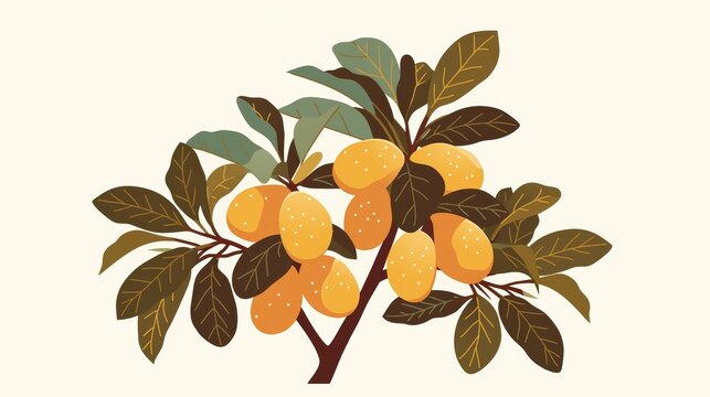 Serene Sapodilla Tree Illustration Generative AI
