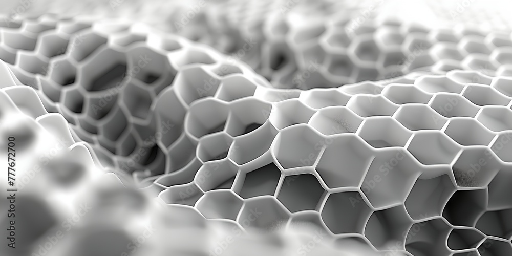 Poster white and gray patterned surface. the pattern is made up of hexagonal shapes that are arranged in a 