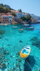 Scenic Landscape of Symi Island, Greece Generative AI - obrazy, fototapety, plakaty