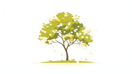 Serene Linden Tree Blossom Illustration Generative AI