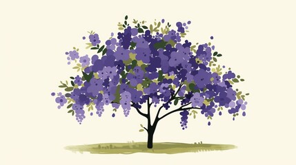Vibrant Vitex Tree Blossoms Against Minimalist Background Generative AI