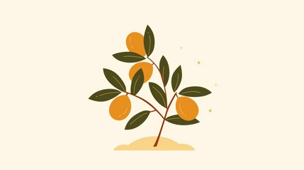 Serene Loquat Tree Illustration Generative AI