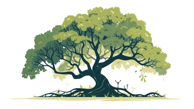 Serene Kapok Tree Illustration Generative AI