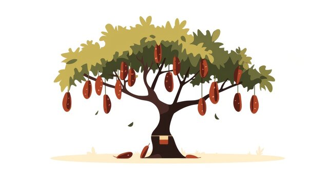Minimalist Carob Tree Illustration Generative AI