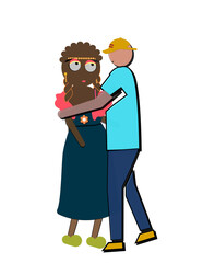 A man and a woman are hugging