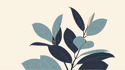 Affirmation Card with Vibrant Rubber Tree Leaves Generative AI