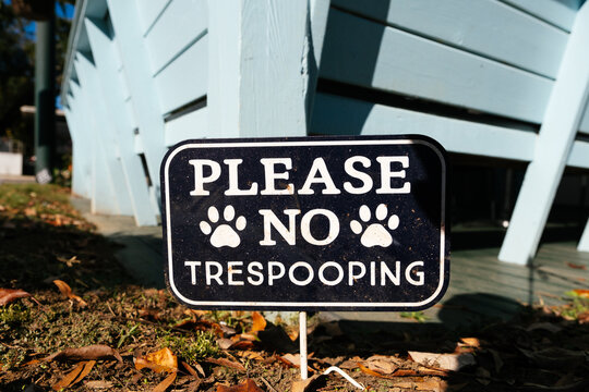 No Dog Poop Sign in Residential Neighborhood 