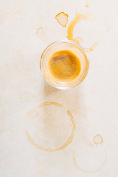 Espresso with coffee ring stains