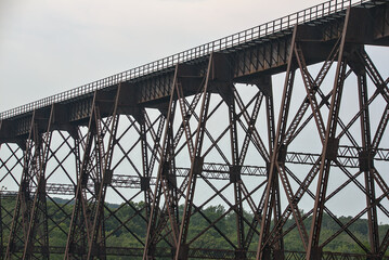 moodna viaduct in cornwall new york (steel metal elevated train tracks over valley creek) railroad...