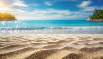Fototapeta na wymiar Dreamy Dunes: Focus on Sand with Abstract Beach Background