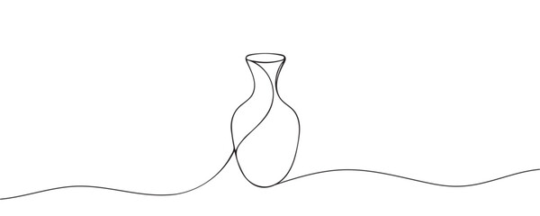 vase in one continuous line. Vector graphics. flower vase one