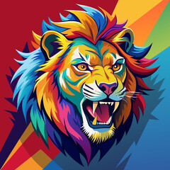 Obraz premium tiger, lion, vector, head, animal, tattoo, face, 