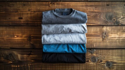 captivating product shot showcasing a folded round neck t-shirt in versatile colors