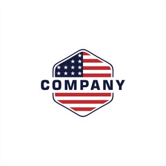 design logo vektor emblem american flag,simbol,,ilustrasi