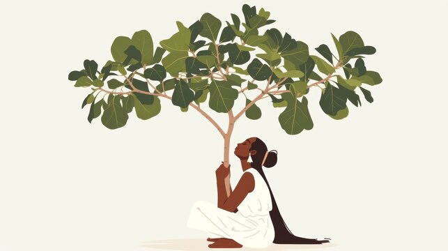 Serene Affirmation: A Black Woman's Embrace of Nature Generative AI