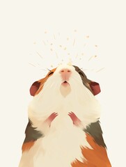 Joyful Guinea Pig Popcorning in Aesthetic Illustration Generative AI