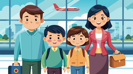 family-travel--father--mother--son-and-daughter-at