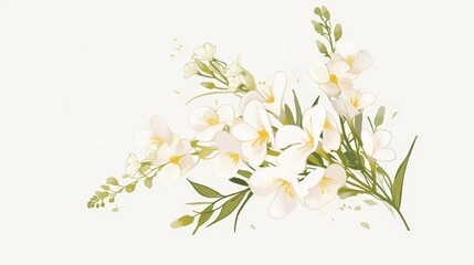 Affirmation Card Featuring a Freesia Flower in Minimal Aesthetic Illustration Generative AI