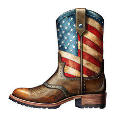 graphic cowboy boot with american flag for 4th of july