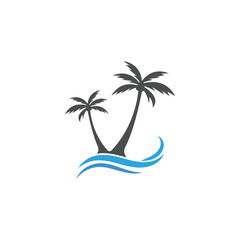 Fototapeta na wymiar Palm or coconut tree summer logo template vector illustration