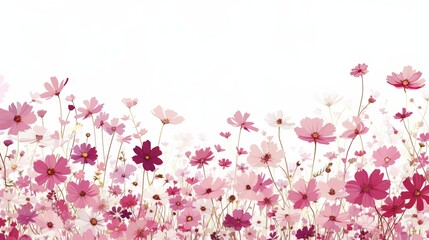 Affirmation Card with Field of Cosmos Flowers in Minimal Aesthetic Generative AI
