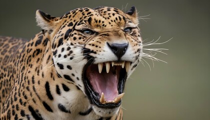 A-Jaguar-With-Its-Teeth-Bared-In-A-Threatening-Sna- 2 - obrazy, fototapety, plakaty