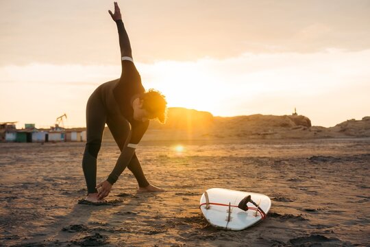 Stretching before surfing