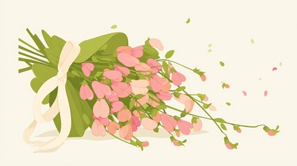 Affirmation Card with Sweet Peas Illustration on Plain Background Generative AI