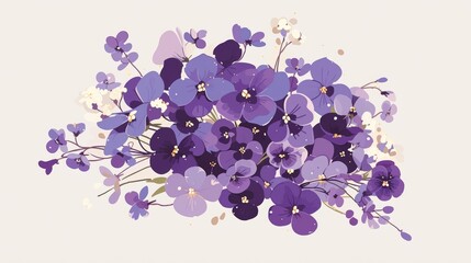 Affirmation Card with Violet Bouquet Illustration Generative AI