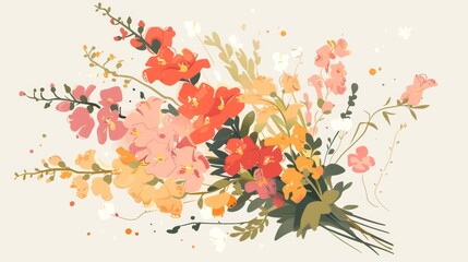 Affirmation Card with Snapdragons Bouquet Illustration Generative AI