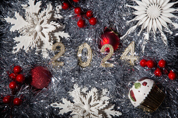 New Year 2024 in holiday decoration