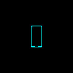 Mobile icon flat. Phone icon object isolated on black 