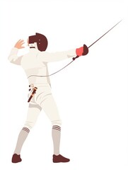 Minimalist Fencing Illustration: Affirmation Card of a Male Athlete Generative AI