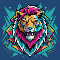 lion, head, tiger, animal, tattoo, vector, wild, cat, 