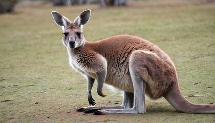 Naklejka na ściany i meble A-Kangaroo-With-Its-Fur-Fluffed-Up-Against-The-Col-