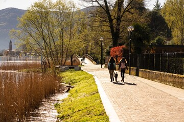 Promenade along the lake in Lavena Ponte Tresa.