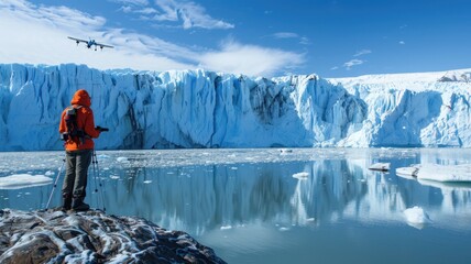 glacier equipped with P-IoT sensors that monitor melting rates and structural integrity, alerting scientists to potential risks and changes in climate patterns