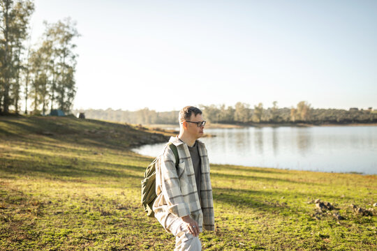 man with down syndrome walking in nature