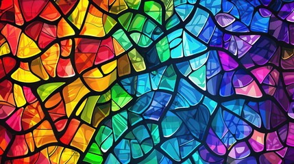 Stained Glass Symphony of Vibrant Abstract Background