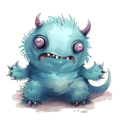 Cute cartoon monster. Clipart is a great choice for creating cards, invitations, party supplies and decorations. AI generated.