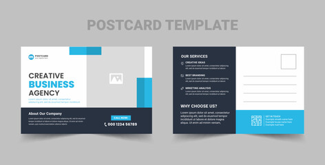 Corporate Business Postcard Design Template. EDDM postcard vector illustration