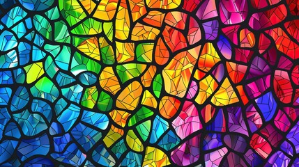 Fototapeta na wymiar Colorful Stained Glass Abstraction of Vibrant Background