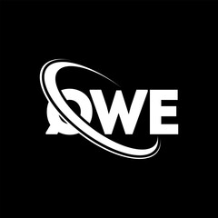 QWE logo. QWE letter. QWE letter logo design. Initials QWE logo linked with circle and uppercase monogram logo. QWE typography for technology, business and real estate brand.