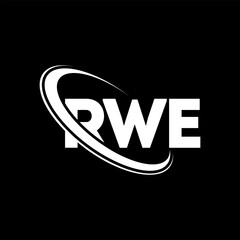 RWE logo. RWE letter. RWE letter logo design. Initials RWE logo linked with circle and uppercase monogram logo. RWE typography for technology, business and real estate brand.