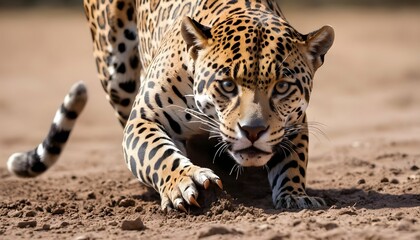 A-Jaguar-With-Its-Claws-Digging-Into-The-Earth- 3 - obrazy, fototapety, plakaty