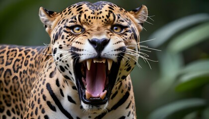 A-Jaguar-With-Its-Eyes-Flashing-In-Anger-Upscaled_6 - obrazy, fototapety, plakaty
