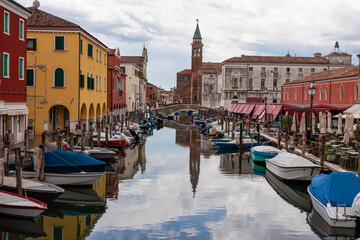 Church of Saint James Apostle with view of canal Vena nestled in charming town of Chioggia,...